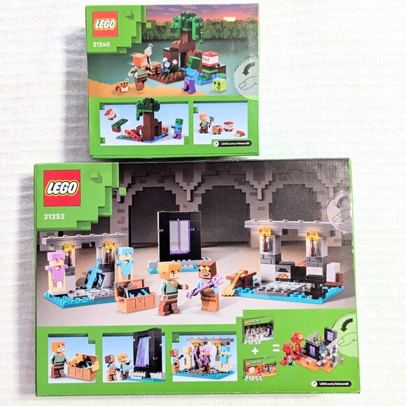 2 Lego Minecraft Lego Sets Animal Sanctuary #21253 & The Swamp Adventure #21240 - Picture 1 of 2